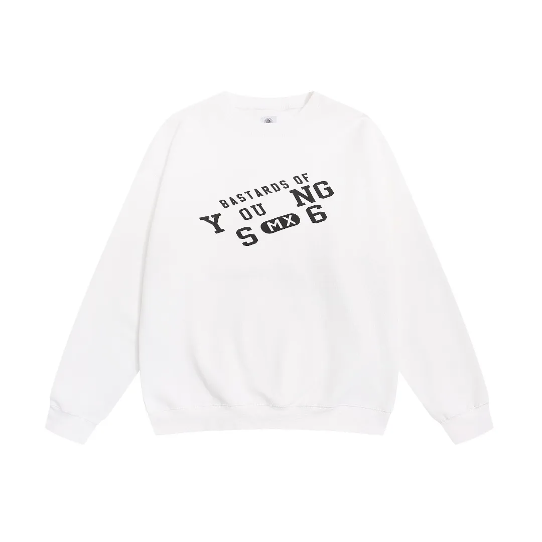 Saint Michael 25NEW YOUNG slogan retro loose velvet crew neck sweatshirt long sleeves Fabric: 420g Style number: SM613 Size: S-M-L-XL Color: White Price: P190